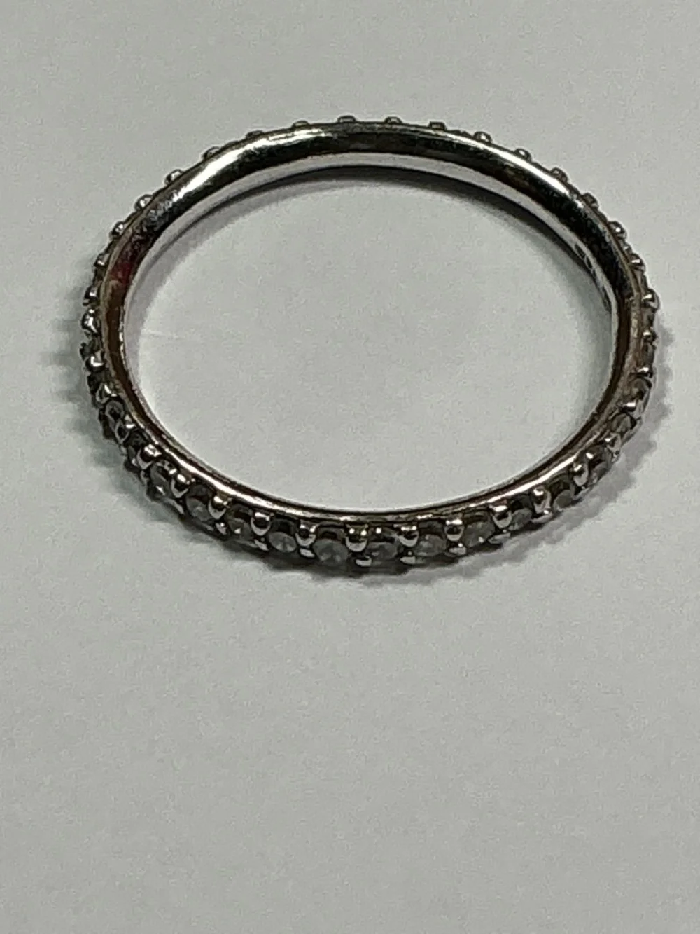 FAS Sterling Silver Ring with clear stones. Size 7